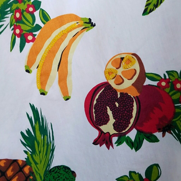 Zara Tops Zara Tropical Fruit Crop Top Blouse Sequin Med Euc Poshmark